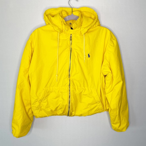 Ralph Lauren Jackets & Blazers - Polo Ralph Lauren Jacket Crop Hooded Yellow Cotton Zip Front Size S